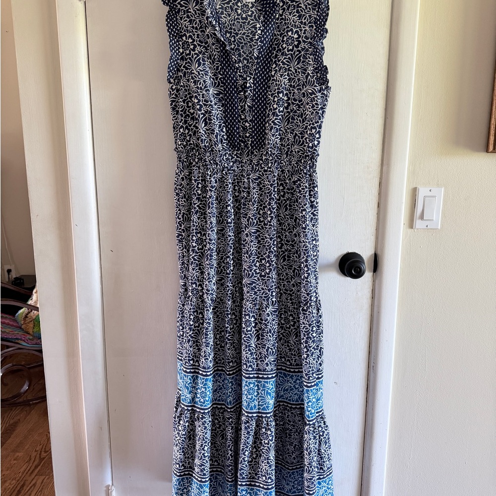 London Times Long Blue Floral Print Maxi Dress new without tags size 8